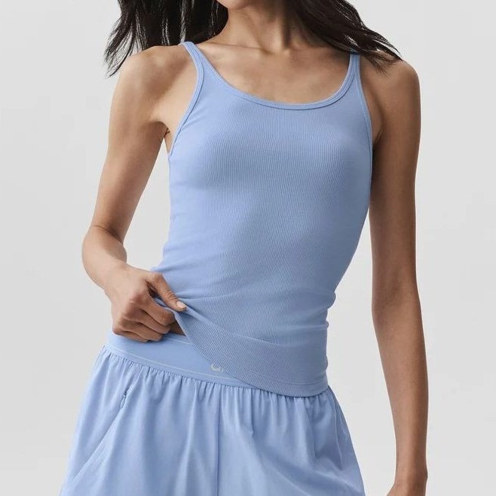 NEW Alo Ribbed Adore Tank Light Provence Blue Scoop Neck Size Small